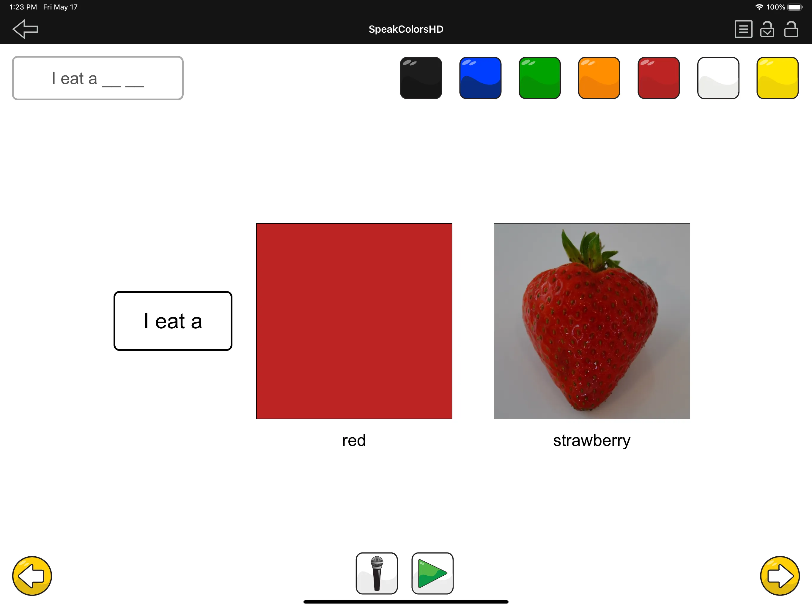 SpeakColors screenshot: screen 1