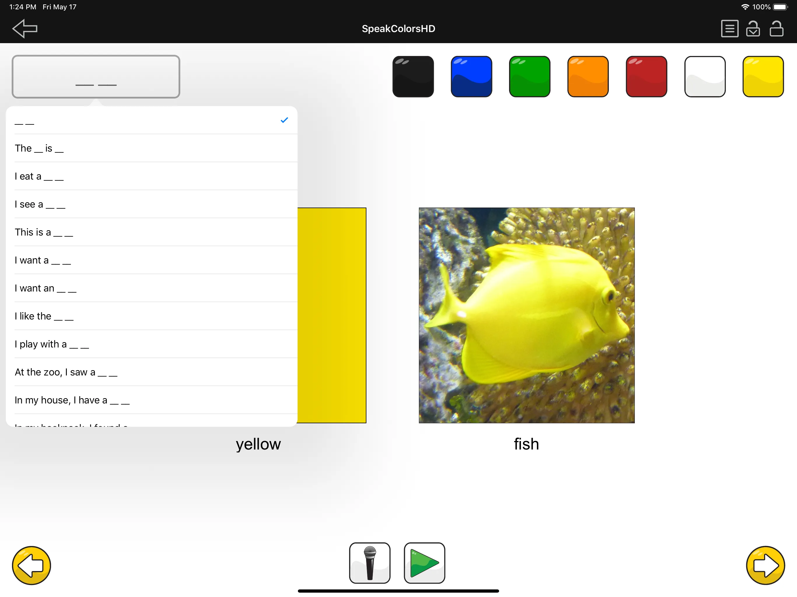 SpeakColors screenshot: screen 2